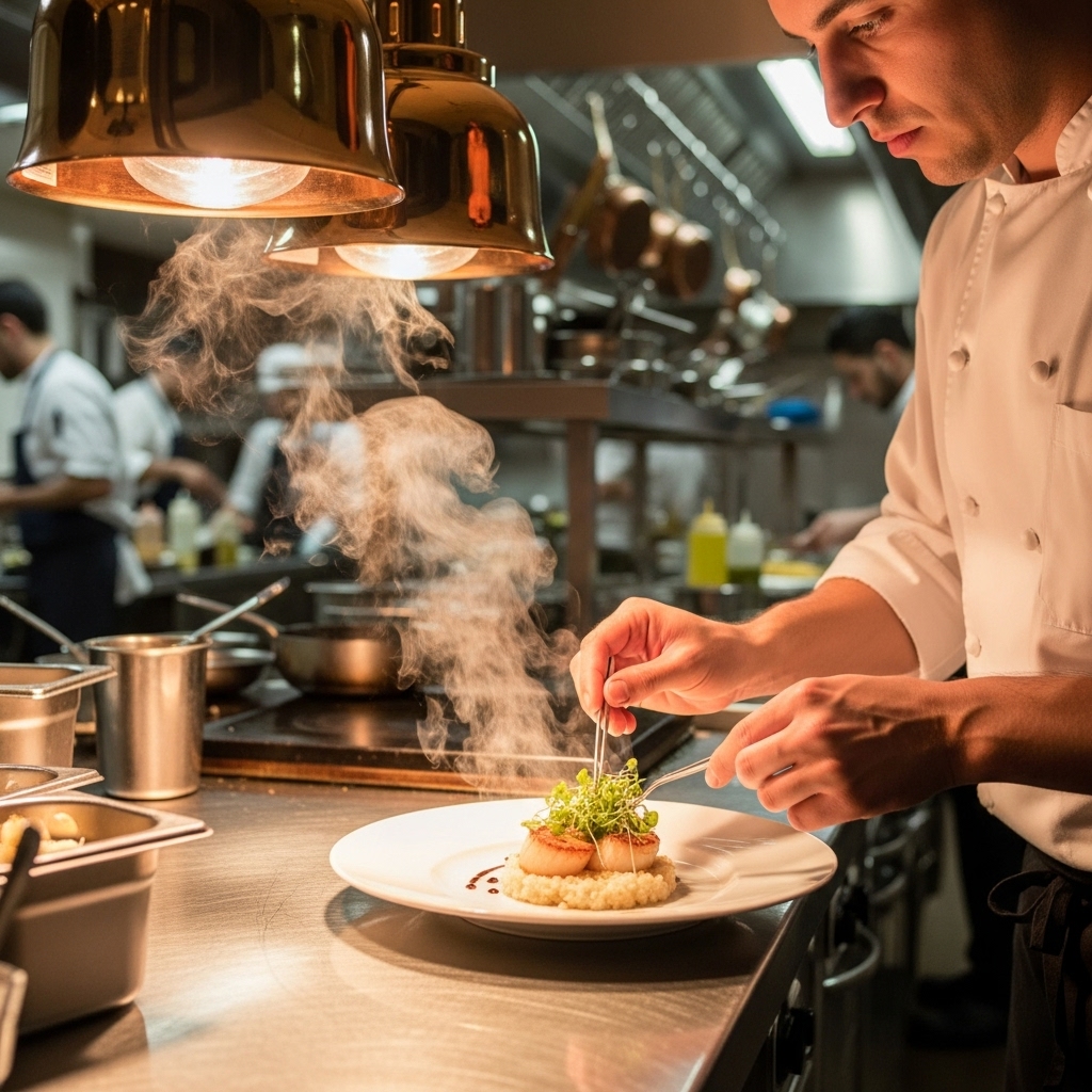 👨‍🍳 Behind the scenes with our head chef! Watch the magic happen as we plate tonight's signature dish. Every detail matters! #ChefLife #BehindTheScenes #ArtisanCrafted