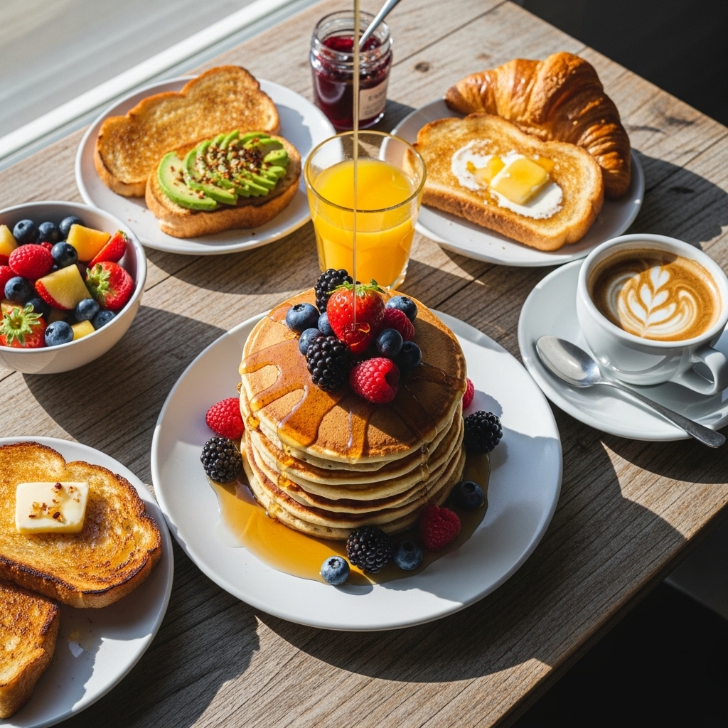 🥞 Start your day right! Our signature breakfast featuring fluffy pancakes, fresh berries, and artisan coffee. The perfect morning fuel! #BreakfastSpecial #FreshBerries #MorningFuel